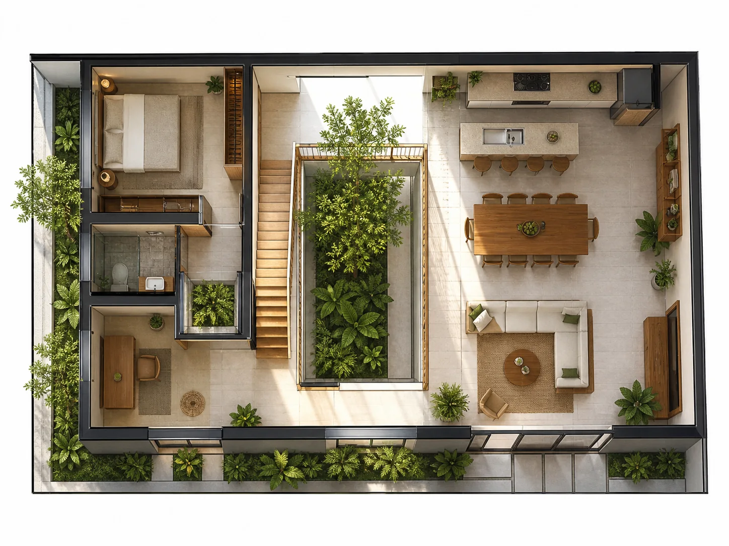 Minh họa Mặt bằng có giếng trời