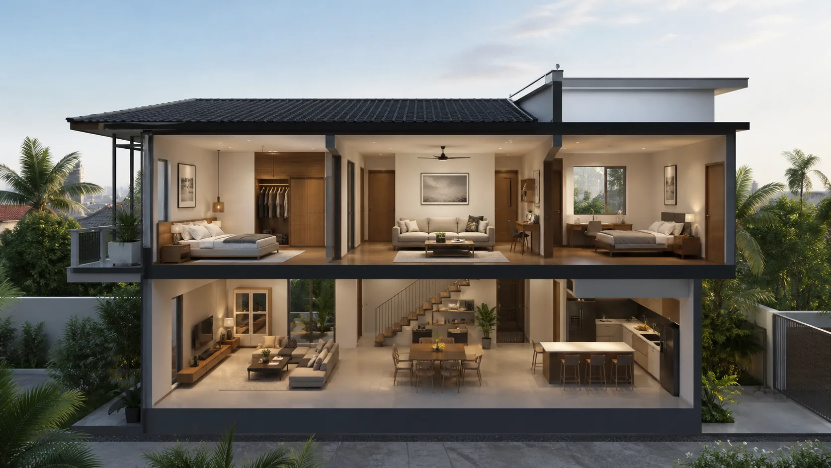 Minh họa Nhà có phòng sinh hoạt chung