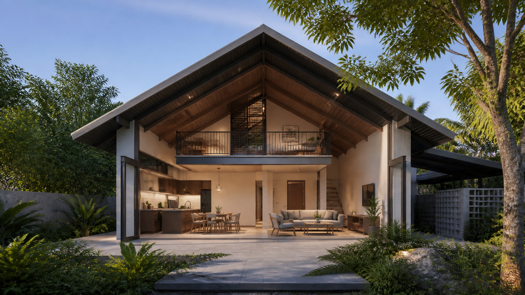 Minh họa Nhà 1 tầng có gác lửng